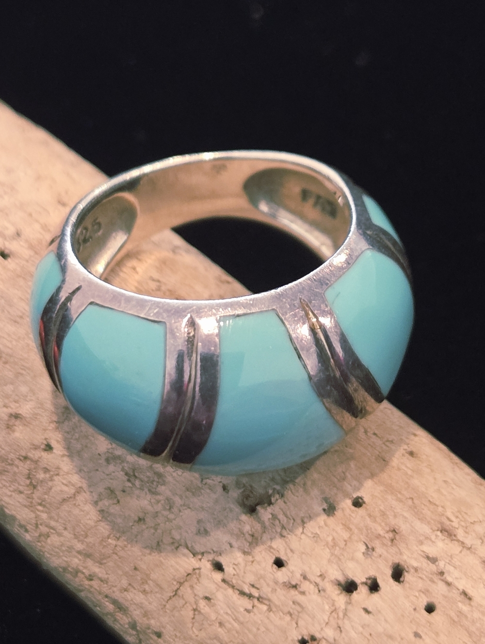 925 FAS Turquoise Color Inlay Dome Ring